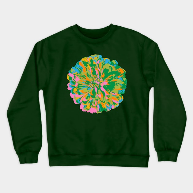 CHRYSANTHEMUMS Abstract Big Flower Summer Bright Floral - Green Blue Pink Yellow Pale Pink - UnBlink Studio by Jackie Tahara Crewneck Sweatshirt by UnBlink Studio by Jackie Tahara